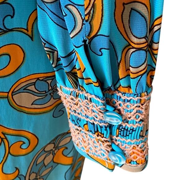 Vintage Dress Small Fall 60s Saks Fifth Avenue Cottage Boho Dress 70s Crochet - Picture 9 of 15